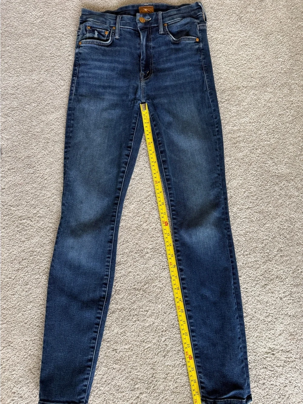 MOTHER High Waisted Looker Skinny Jeans Teaming Up Blue Size 25
